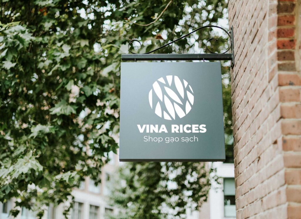 Minh hoa thiết kế logo gạo đơn giản dễ nhớ