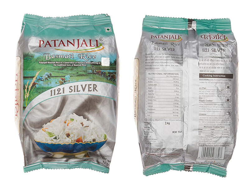 Hình minh họa mẫu bao bì gạo đẹp của Ấn Độ xuất khẩu cho bán lẻ